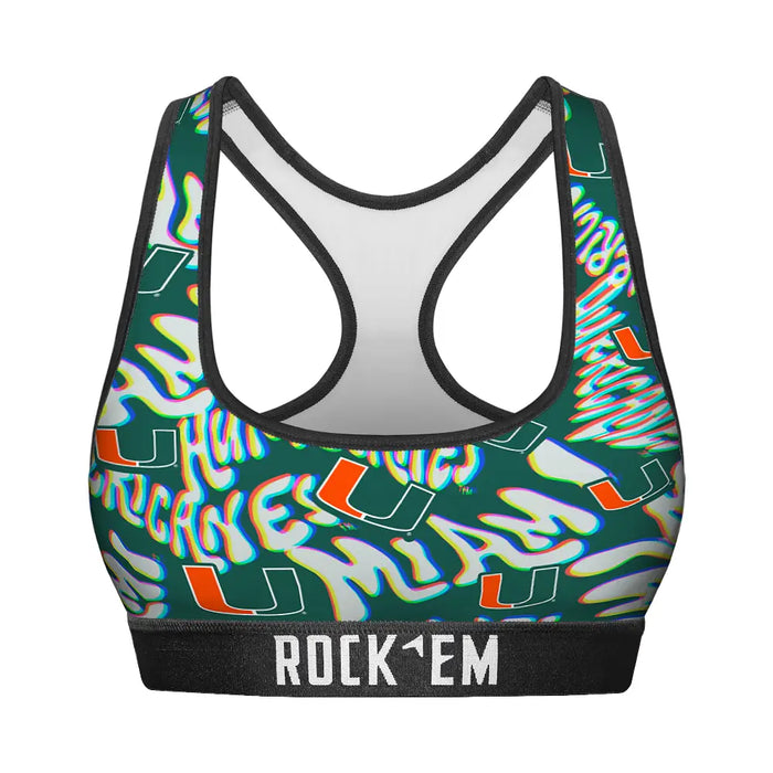 Women's Sports Bra - Miami Hurricanes - Twisted Wordmark by Rock 'Em Socks