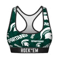 Women's Sports Bra - Michigan State Spartans - Logo All-Over by Rock 'Em Socks