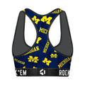 Women's Sports Bra - Michigan Wolverines - Logo All-Over by Rock 'Em Socks