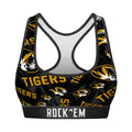Women's Sports Bra - Missouri Tigers - Logo All-Over by Rock 'Em Socks