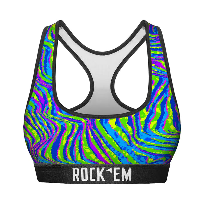 Women's Sports Bra - Neon Wave by Rock 'Em Socks