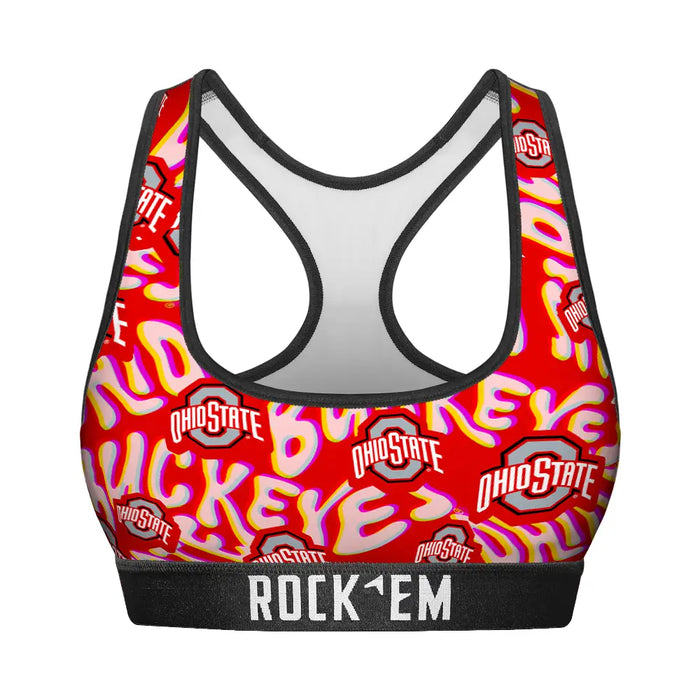 Women's Sports Bra - Ohio State Buckeyes - Twisted Wordmark by Rock 'Em Socks