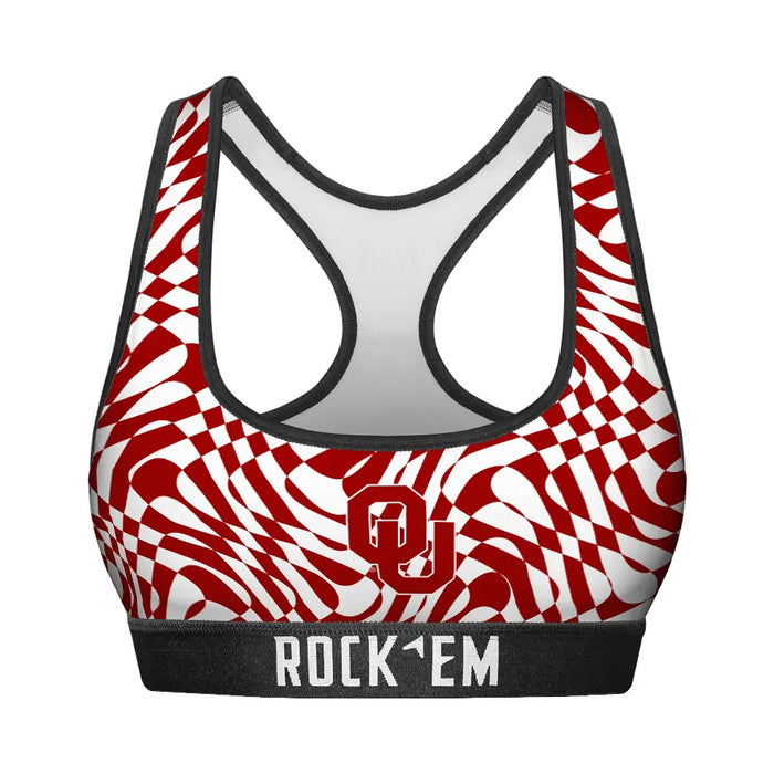 Women's Sports Bra - Oklahoma Sooners - Wavy Checkers by Rock 'Em Socks
