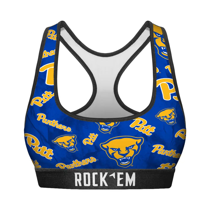 Women's Sports Bra - Pittsburgh Panthers - Logo All-Over by Rock 'Em Socks