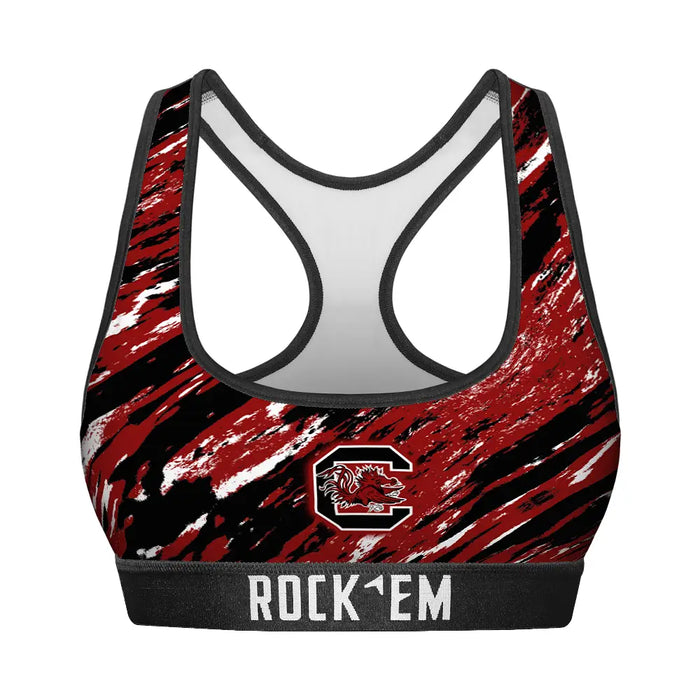 Women's Sports Bra - South Carolina Gamecocks - Retro Paint by Rock 'Em Socks