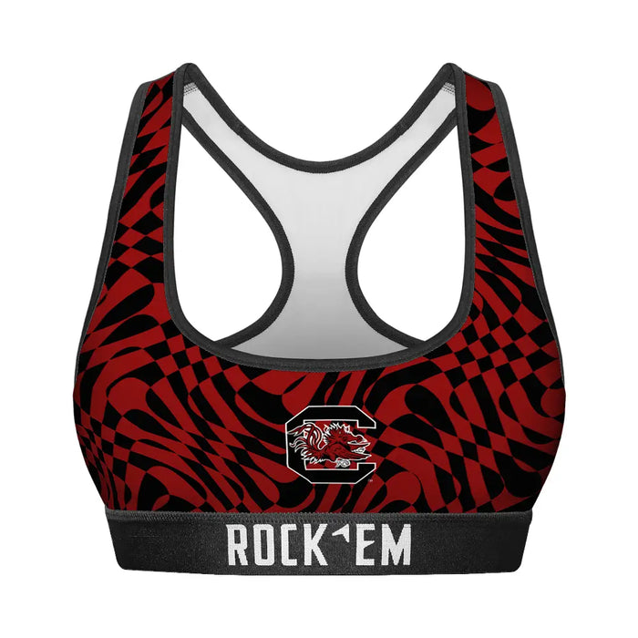 Women's Sports Bra - South Carolina Gamecocks - Wavy Checkers by Rock 'Em Socks
