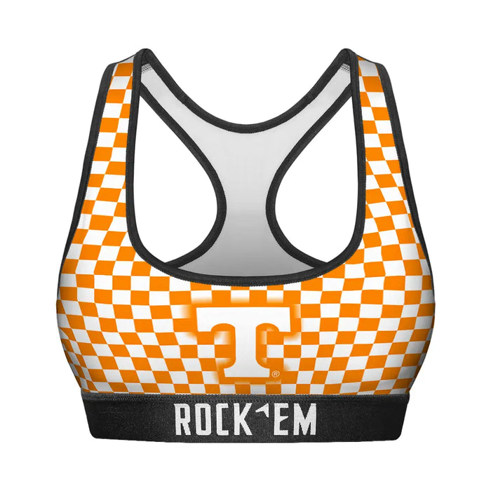 Women's Sports Bra - Tennessee Volunteers - Full Checkerboard by Rock 'Em Socks