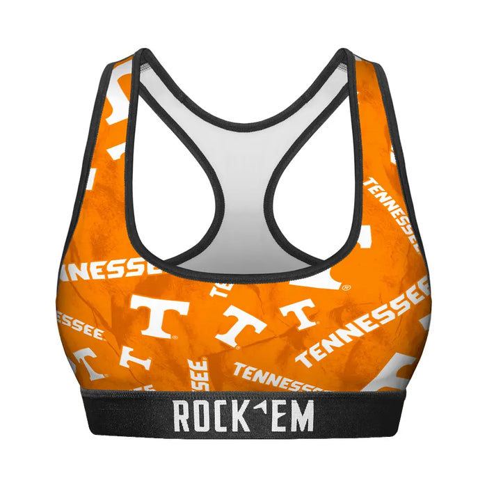 Women's Sports Bra - Tennessee Volunteers - Logo All-Over by Rock 'Em Socks