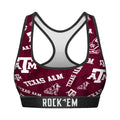 Women's Sports Bra - Texas A&M Aggies - Logo All-Over by Rock 'Em Socks