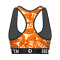 Women's Sports Bra - Texas Longhorns - Logo All-Over by Rock 'Em Socks