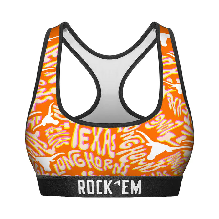 Women's Sports Bra - Texas Longhorns - Twisted Wordmark by Rock 'Em Socks