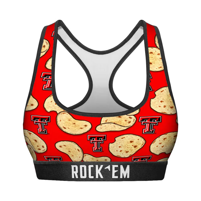 Women's Sports Bra - Texas Tech Red Raiders - Tortillas All-Over by Rock 'Em Socks
