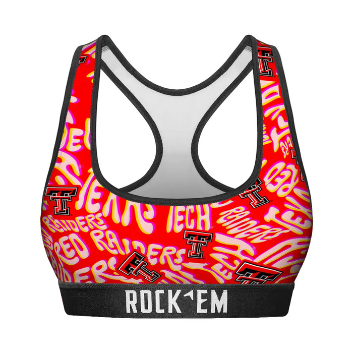Women's Sports Bra - Texas Tech Red Raiders - Twisted Wordmark by Rock 'Em Socks