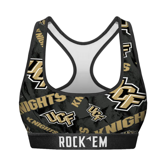 Women's Sports Bra - UCF Knights - Logo All-Over by Rock 'Em Socks