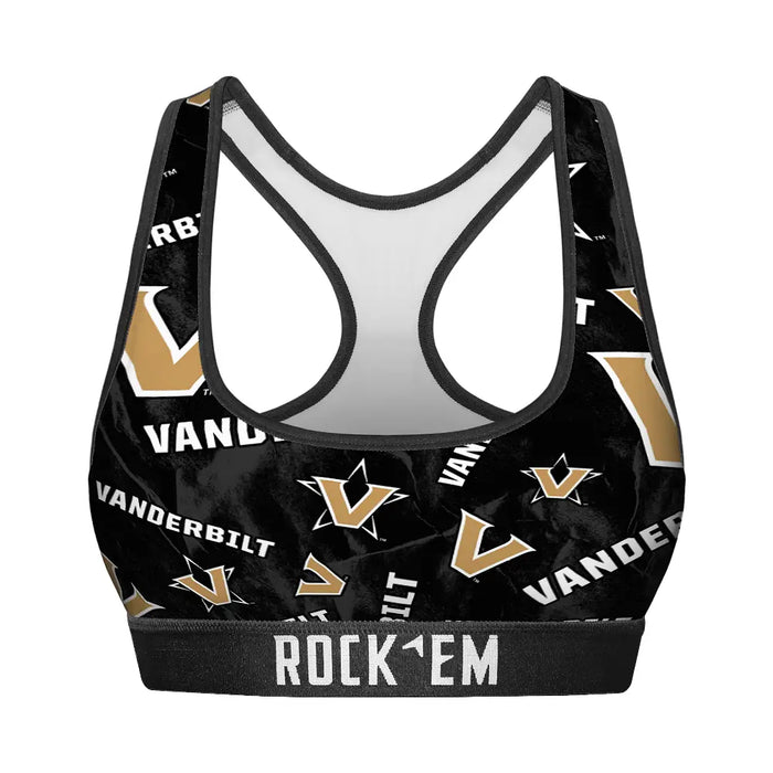 Women's Sports Bra - Vanderbilt Commodores - Logo All-Over by Rock 'Em Socks