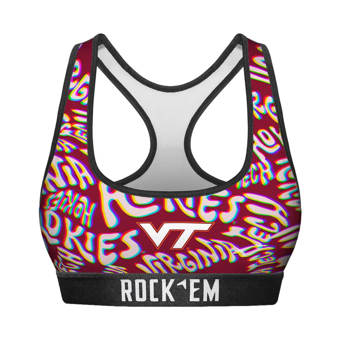 Women's Sports Bra - Virginia Tech Hokies - Twisted Wordmark by Rock 'Em Socks
