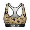 Women's Sports Bra - Wake Forest Demon Deacons - Logo All-Over