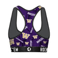 Women's Sports Bra - Washington Huskies - Logo All-Over by Rock 'Em Socks