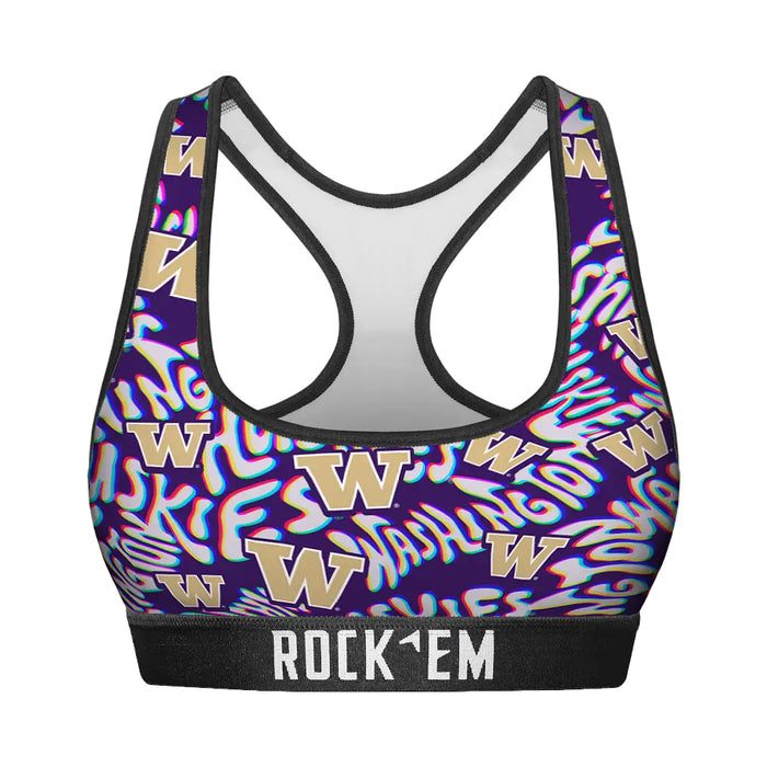 Women's Sports Bra - Washington Huskies - Twisted Wordmark by Rock 'Em Socks