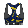 Women's Sports Bra - West Virginia Mountaineers - Logo All-Over by Rock 'Em Socks