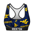 Women's Sports Bra - West Virginia Mountaineers - Logo All-Over by Rock 'Em Socks