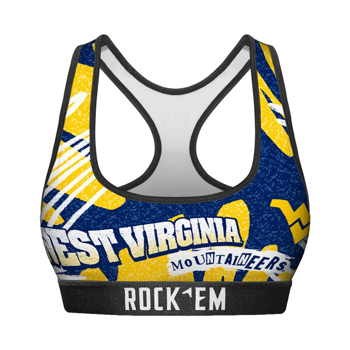 Women's Sports Bra - West Virginia Mountaineers - Team Blast by Rock 'Em Socks