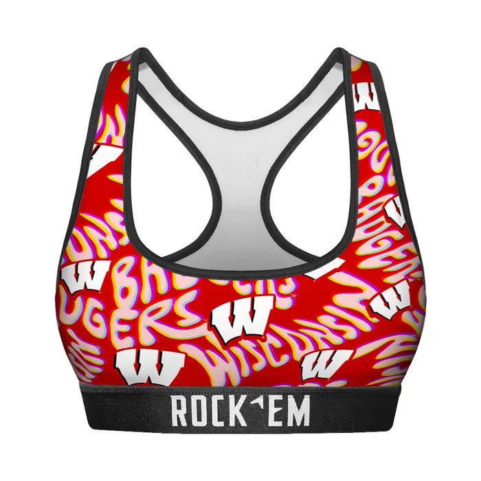 Women's Sports Bra - Wisconsin Badgers - Twisted Wordmark by Rock 'Em Socks