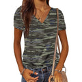 Women's Summer Camo V Neck Short Sleeve Tee Shirts Casual Loose Blouse Tops by DailySale