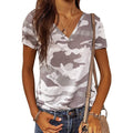 Women's Summer Camo V Neck Short Sleeve Tee Shirts Casual Loose Blouse Tops by DailySale