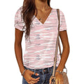 Women's Summer Camo V Neck Short Sleeve Tee Shirts Casual Loose Blouse Tops by DailySale