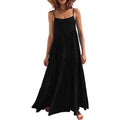 Women's Summer Casual Loose Sleeveless Spaghetti Strap Asymmetric Tiered Beach Maxi Long Dress by DailySale