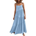 Women's Summer Casual Loose Sleeveless Spaghetti Strap Asymmetric Tiered Beach Maxi Long Dress by DailySale
