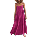 Women's Summer Casual Loose Sleeveless Spaghetti Strap Asymmetric Tiered Beach Maxi Long Dress by DailySale