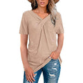 Women's Summer Shirts V Neck Short Sleeve Tops Cross Knot by DailySale