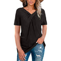 Women's Summer Shirts V Neck Short Sleeve Tops Cross Knot by DailySale