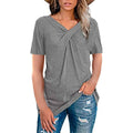 Women's Summer Shirts V Neck Short Sleeve Tops Cross Knot by DailySale