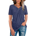 Women's Summer Shirts V Neck Short Sleeve Tops Cross Knot by DailySale