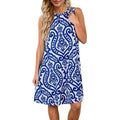 Women's Summer Sleeveless Damask Print Pocket Loose T-Shirt Cover Up Dress by DailySale