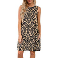 Women's Summer Sleeveless Damask Print Pocket Loose T-Shirt Cover Up Dress by DailySale
