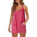 Womens Summer Sleeveless Mini Dress V Neck Spaghetti Strap with Pockets by DailySale