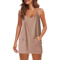 Womens Summer Sleeveless Mini Dress V Neck Spaghetti Strap with Pockets by DailySale