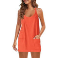 Womens Summer Sleeveless Mini Dress V Neck Spaghetti Strap with Pockets by DailySale