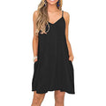Women's Summer Spaghetti Strap Casual Swing Tank Beach Cover Up Dress with Pockets by DailySale