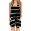 Women's Summer Tank Jumpsuit Casual Loose Sleeveless Beam Foot Elasitic Waist Jumpsuit Romper with Pockets by DailySale