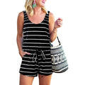 Women's Summer Tank Jumpsuit Casual Loose Sleeveless Beam Foot Elasitic Waist Jumpsuit Romper with Pockets by DailySale