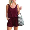 Women's Summer Tank Jumpsuit Casual Loose Sleeveless Beam Foot Elasitic Waist Jumpsuit Romper with Pockets by DailySale