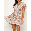 Women's Summer Wrap V Neck Bohemian Floral Print Mini Dress by DailySale