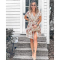 Women's Summer Wrap V Neck Bohemian Floral Print Mini Dress by DailySale