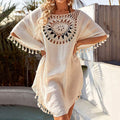 Women's Swimwear Cover Up Beach Dress Tassel Printing Hole by DailySale