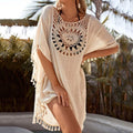 Women's Swimwear Cover Up Beach Dress Tassel Printing Hole by DailySale